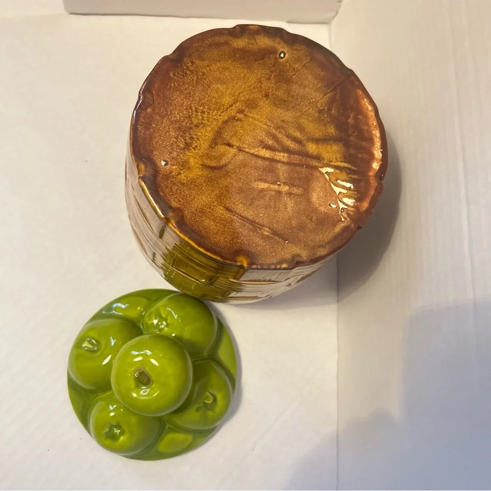 1950's Doranne of California Large Canister Cookie Jar- Green Apples